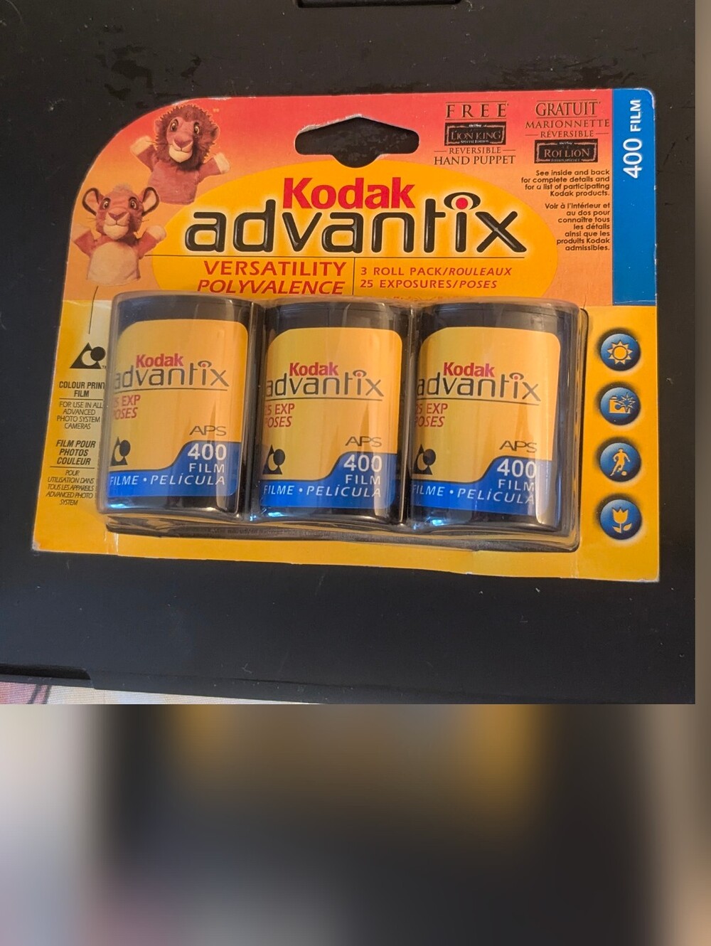 Kodak Advantix 400 Film 3 Pack Camera Photo Lion King Back